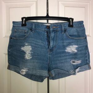 BULLHEAD Denim Boyfriend Cuffed Shorts Distressed